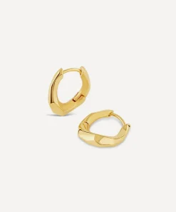 Dinny Hall Earrings^22ct Gold Plated Vermeil Silver Thalassa Small and Chunky Faceted Huggie Hoop Earrings