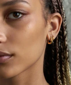 Dinny Hall Earrings^22ct Gold Plated Vermeil Silver Thalassa Small and Chunky Faceted Huggie Hoop Earrings