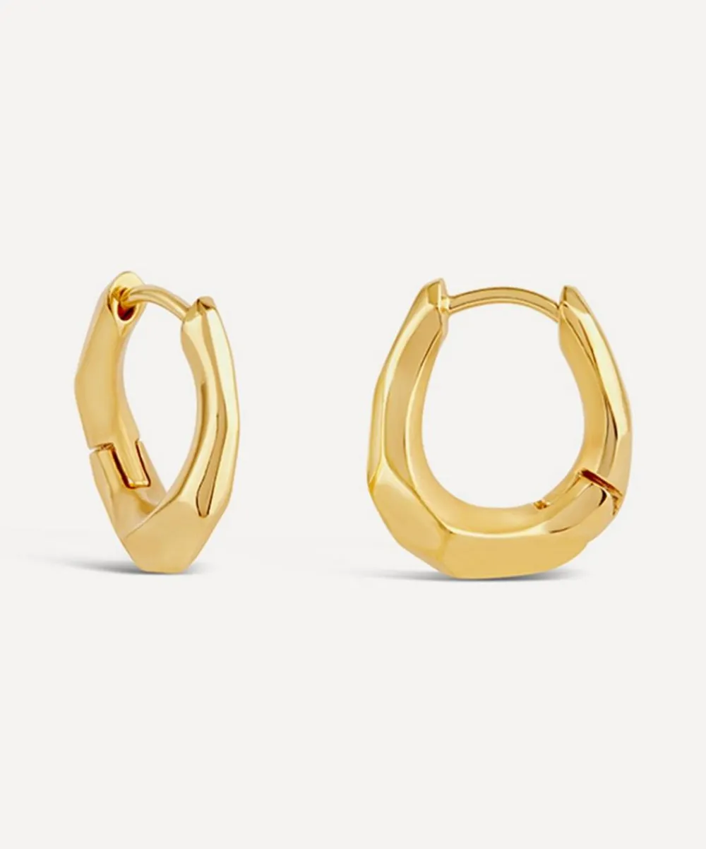 Dinny Hall Earrings^22ct Gold Plated Vermeil Silver Thalassa Small and Chunky Faceted Huggie Hoop Earrings