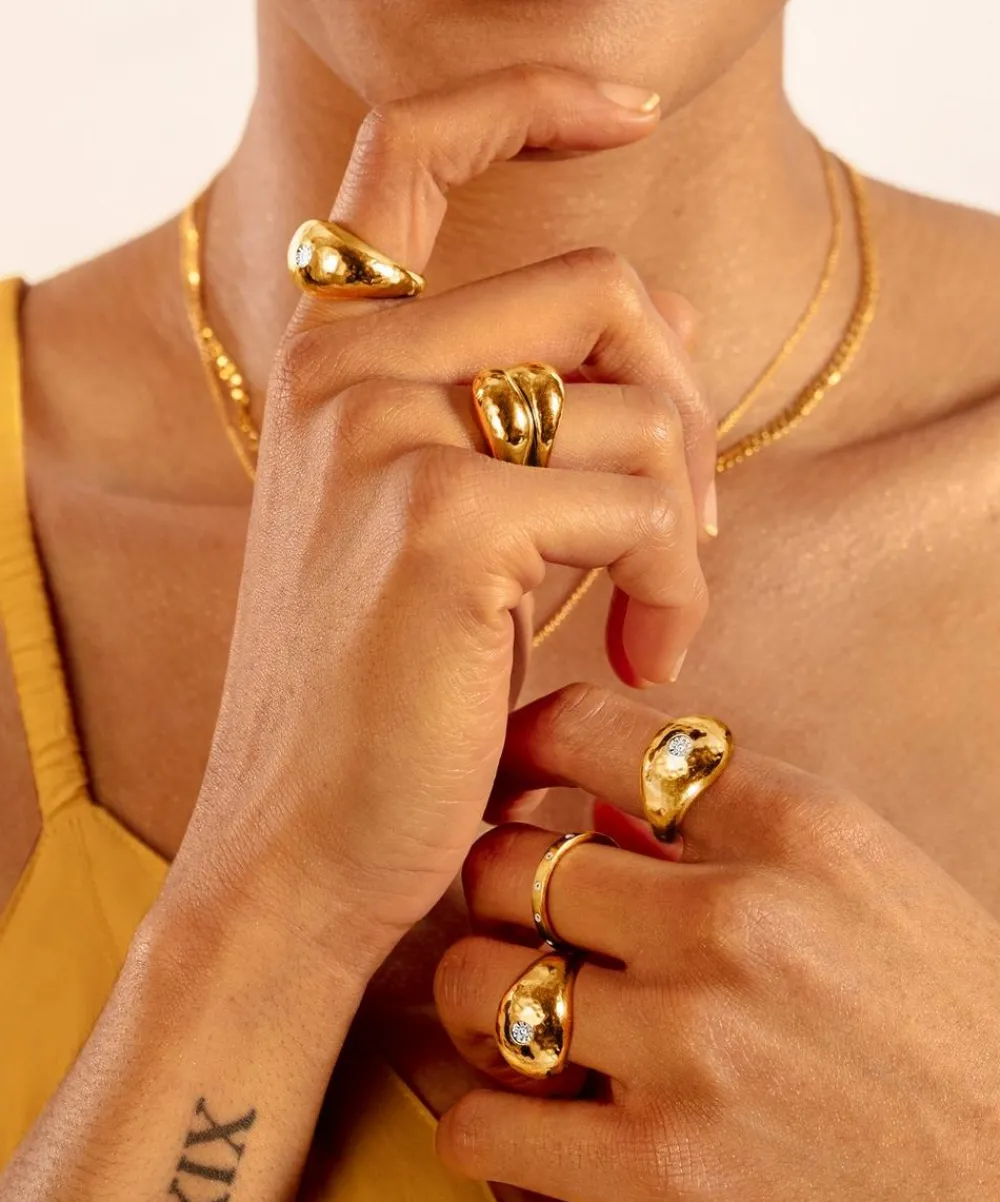 Monica Vinader Rings^18ct Gold Plated Vermeil Silver Deia Diamond Ring