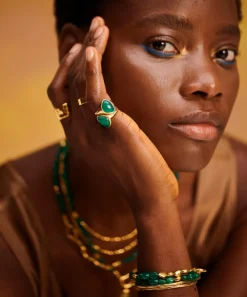 Monica Vinader Bracelets^18ct Gold Plated Vermeil Sterling Silver Rio Green Onyx Beaded Bracelet