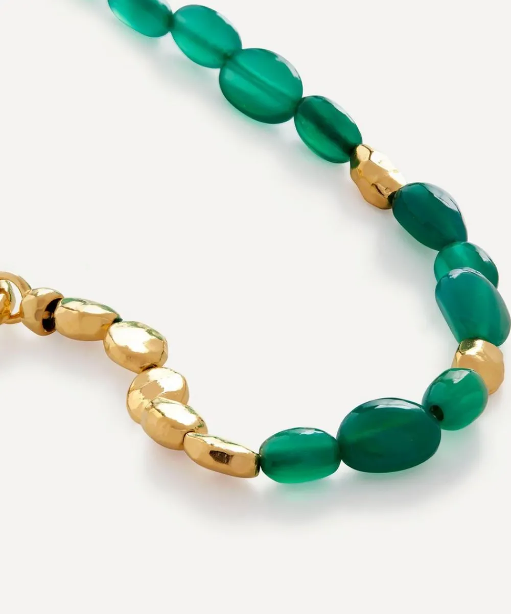 Monica Vinader Bracelets^18ct Gold Plated Vermeil Sterling Silver Rio Green Onyx Beaded Bracelet