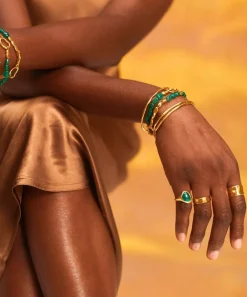 Monica Vinader Bracelets^18ct Gold Plated Vermeil Sterling Silver Rio Green Onyx Beaded Bracelet