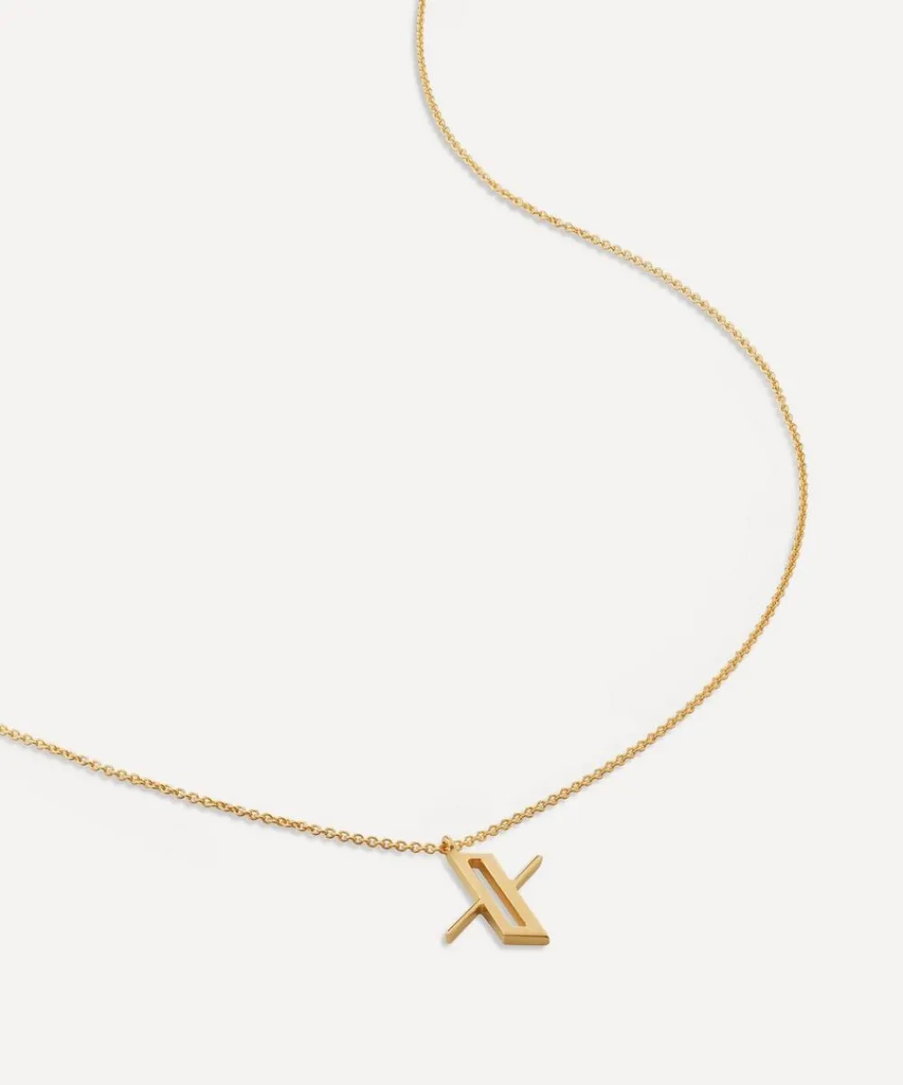 Monica Vinader Necklaces^18ct Gold Plated Vermeil Sterling Silver X Initial Alphabet Necklace