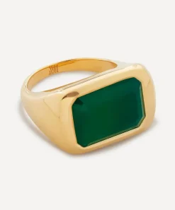 Monica Vinader Rings^18ct Gold Plated Vermeil Sterling Silver Power Green Onyx Cocktail Ring