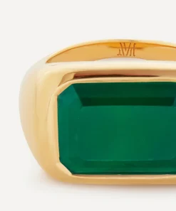 Monica Vinader Rings^18ct Gold Plated Vermeil Sterling Silver Power Green Onyx Cocktail Ring