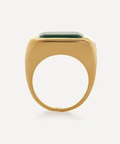 Monica Vinader Rings^18ct Gold Plated Vermeil Sterling Silver Power Green Onyx Cocktail Ring