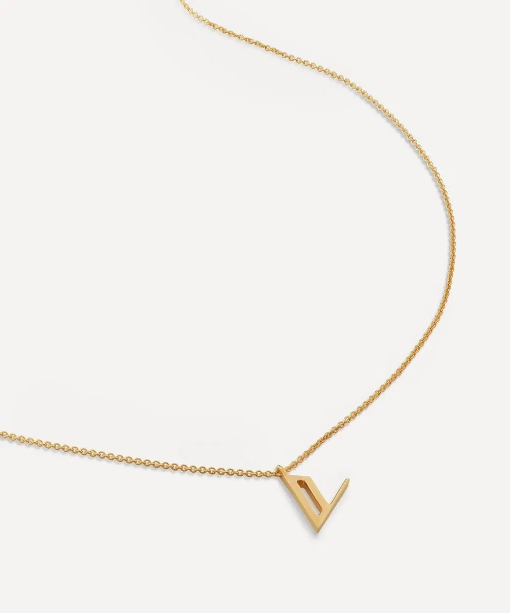 Monica Vinader Necklaces^18ct Gold Plated Vermeil Sterling Silver V Initial Alphabet Necklace