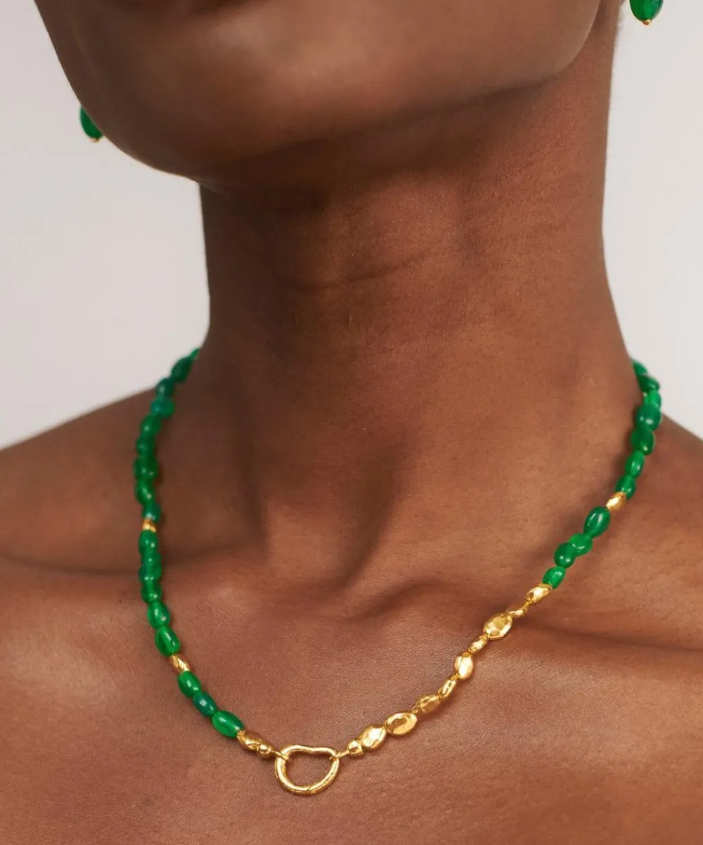 Monica Vinader Necklaces^18ct Gold Plated Vermeil Sterling Silver Rio Green Onyx Beaded Necklace