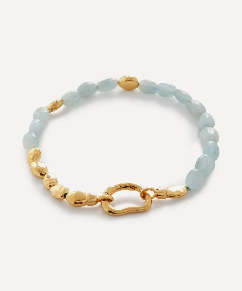 Monica Vinader Bracelets^18ct Gold Plated Vermeil Sterling Silver Rio Aquamarine Beaded Bracelet