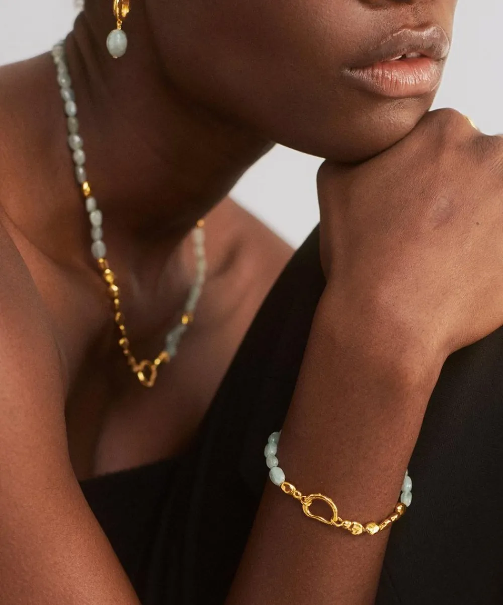 Monica Vinader Bracelets^18ct Gold Plated Vermeil Sterling Silver Rio Aquamarine Beaded Bracelet