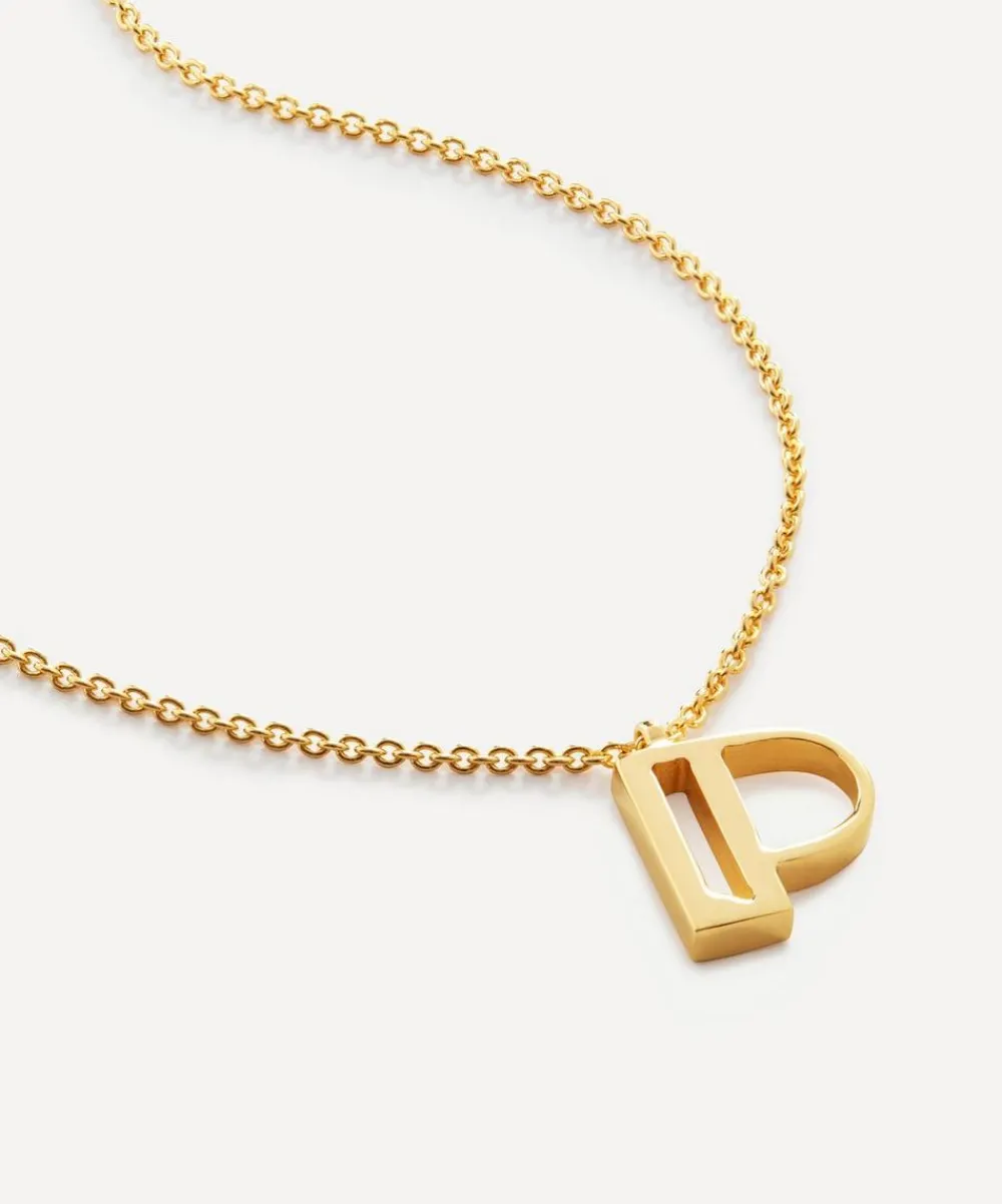 Monica Vinader Necklaces^18ct Gold Plated Vermeil Sterling Silver P Initial Alphabet Necklace