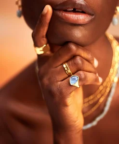 Monica Vinader Rings^18ct Gold Plated Vermeil Sterling Silver Rio Aquamarine Ring