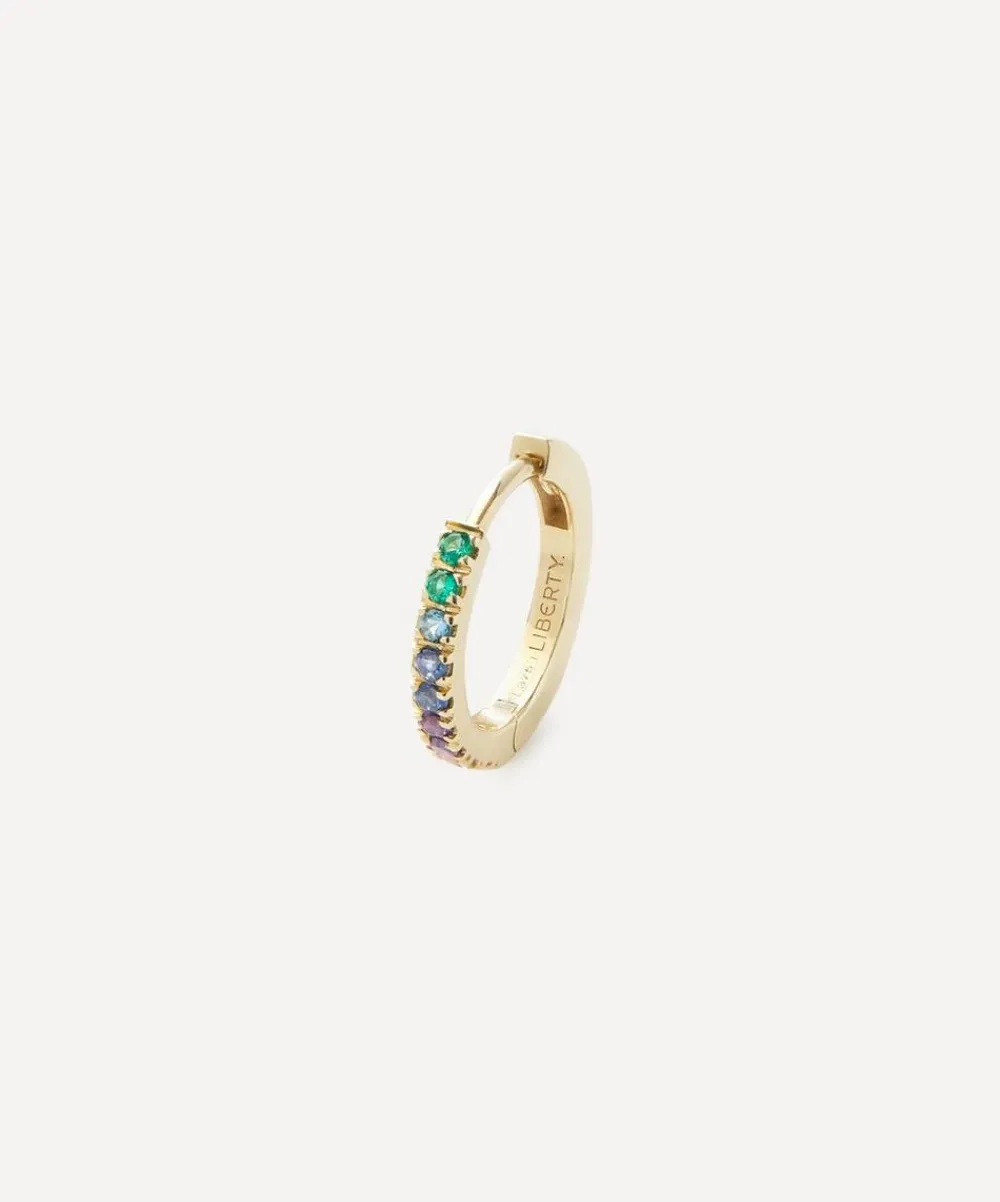 Liberty Earrings|Earrings^9ct Gold Rainbow Mini Creole Multi Colour Huggie Hoop
