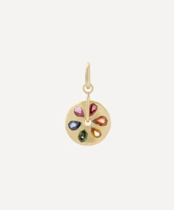 Polly Wales Charms & Pendants|Charms & Pendants^18ct Gold Rainbow Sand Dollar Spinner Charm