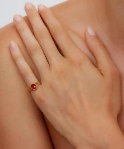 Yvonne Léon Rings|Rings^9ct Gold Red Agate Baby Oval Signet Ring