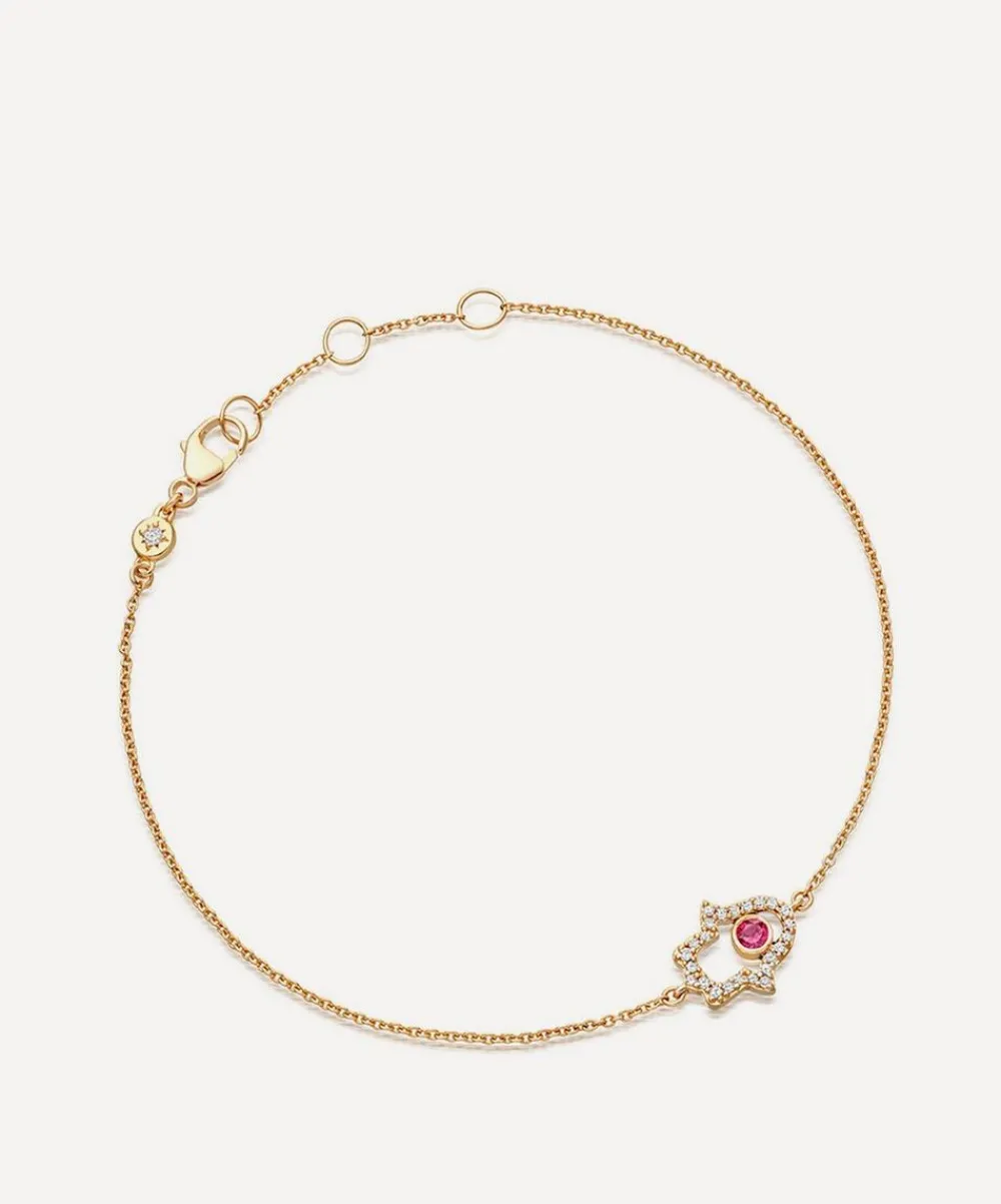 Astley Clarke Bracelets^14ct Gold Ruby Hamsa Hand Bracelet