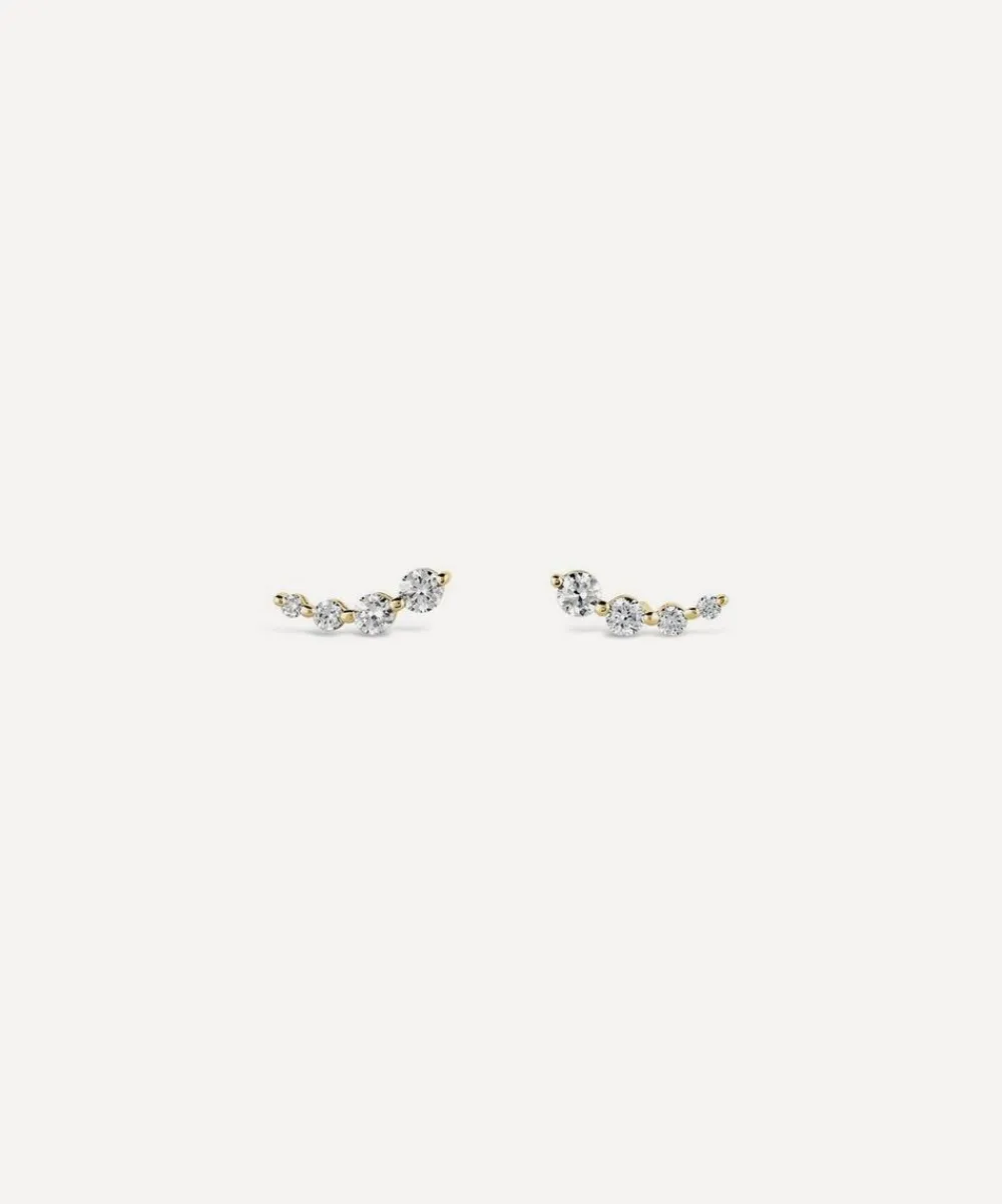 Dinny Hall Earrings^9ct Gold Shuga Created Diamond Tapering Crawler Stud Earrings