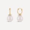 Dinny Hall Earrings^9ct Gold Shuga Large Pearl and Diamond Drop Hoop Earrings