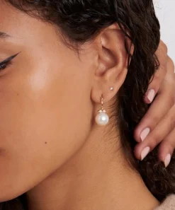 Dinny Hall Earrings^9ct Gold Shuga Large Pearl and Diamond Drop Hoop Earrings