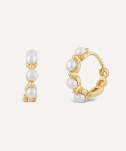 Dinny Hall Earrings^9ct Gold Shuga Pearl Huggie Hoop Earrings