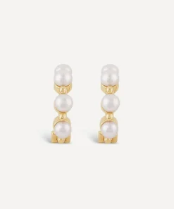 Dinny Hall Earrings^9ct Gold Shuga Pearl Huggie Hoop Earrings