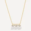 Dinny Hall Necklaces^9ct Gold Shuga Triple Pearl and Five Diamond Pendant Necklace