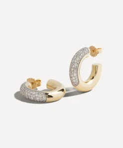 Lucy Delius Jewellery Earrings|Earrings^14ct Gold Signature Pavé Chubby Hoop Earrings