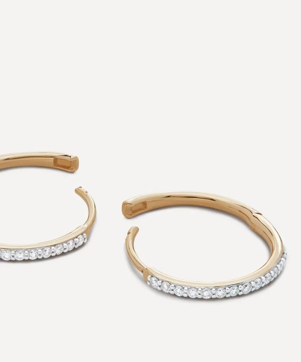 Monica Vinader Earrings^14ct Gold Small Diamond Hoop Earrings