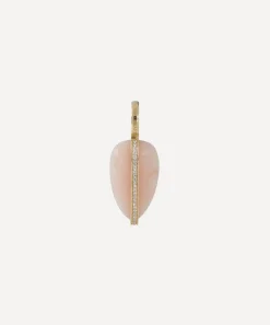 By Pariah Charms & Pendants|Charms & Pendants^14ct Gold Small Diamond Pink Opal Pebble Pendant
