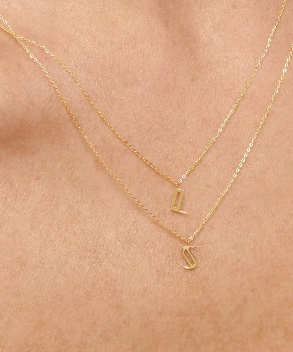 Monica Vinader Necklaces^14ct Gold Small L Initial Pendant Necklace