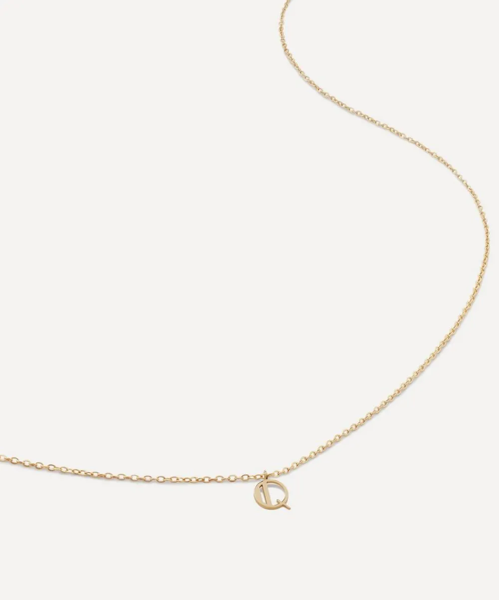 Monica Vinader Necklaces^14ct Gold Small Q Initial Pendant Necklace