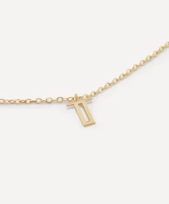 Monica Vinader Necklaces^14ct Gold Small T Initial Pendant Necklace