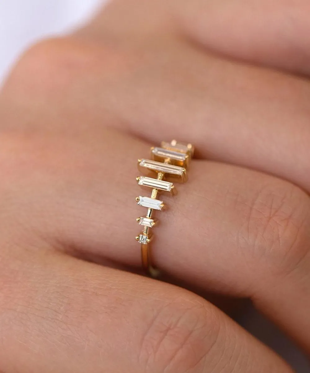 Artemer Rings|Rings^18ct Gold Spaced Needle Baguette Diamond Ring