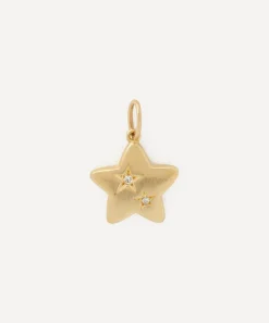 Liberty Charms & Pendants|Charms & Pendants^9ct Gold Star Love Large Diamond Pendant