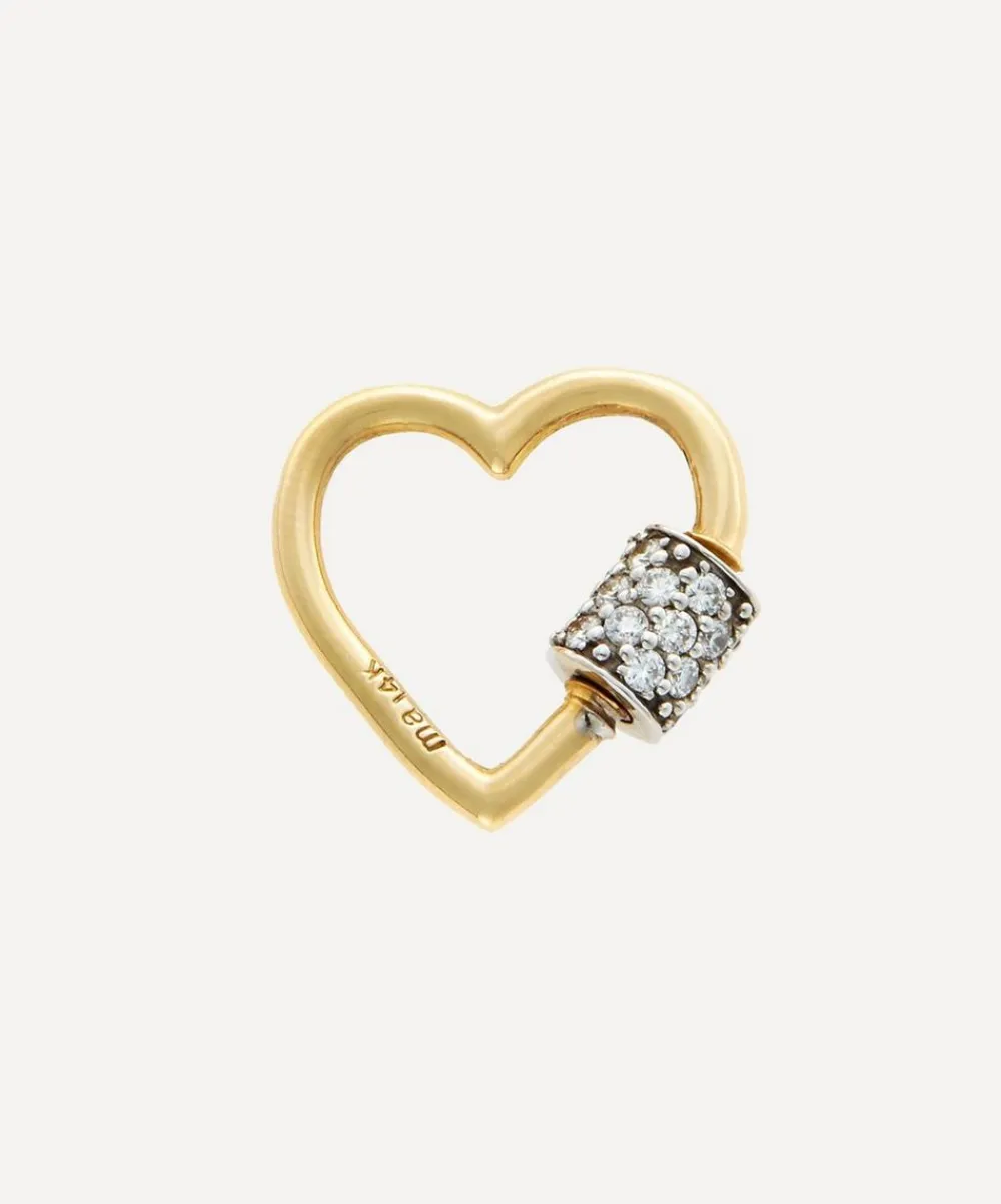 Marla Aaron Charms & Pendants|Charms & Pendants^14ct Gold Stoned Baby Heartlock Carabiner Clasp