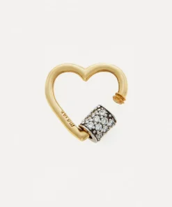 Marla Aaron Charms & Pendants|Charms & Pendants^14ct Gold Stoned Baby Heartlock Carabiner Clasp