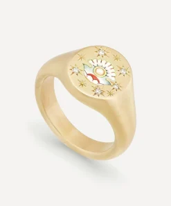 Cece Jewellery Rings|Rings^18ct Gold The Clam and Pearl Diamond Signet Ring