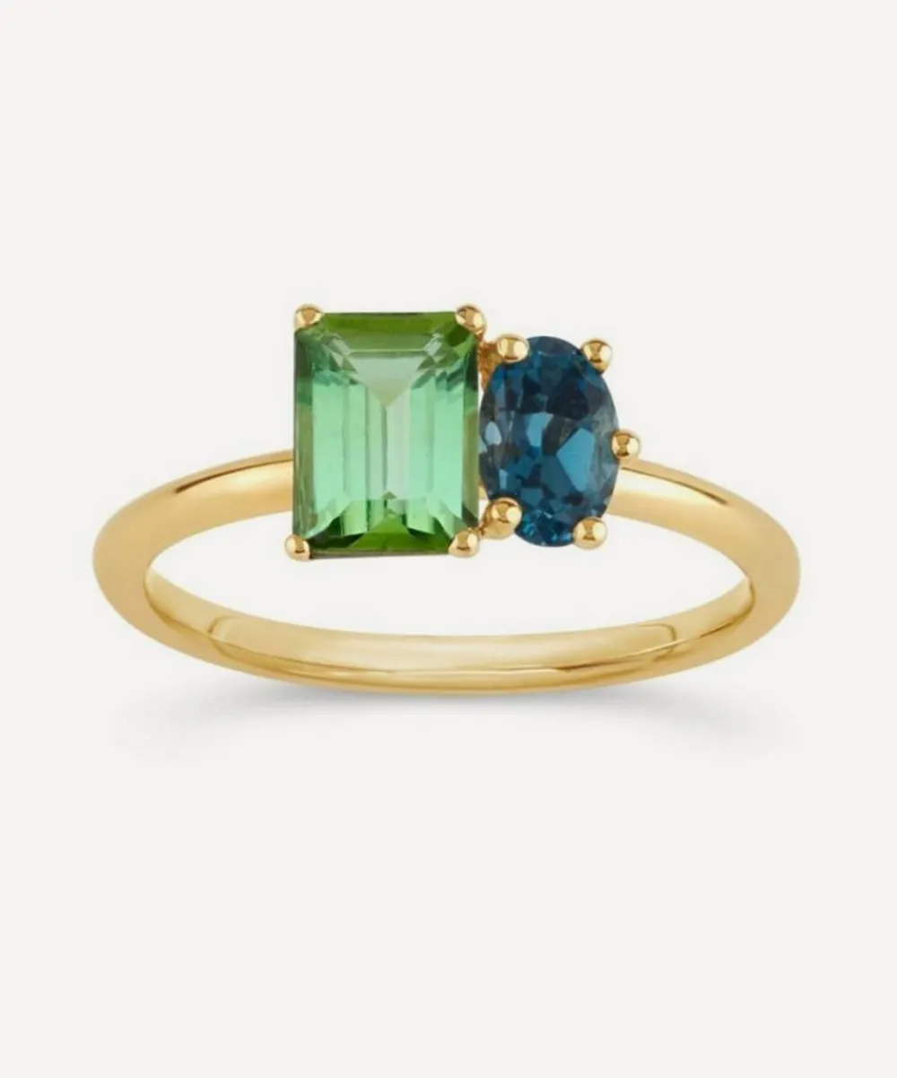Dinny Hall Rings|Rings^14ct Gold Toi and Moi Tourmaline and Topaz Ring