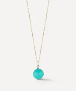 Mateo Necklaces|Necklaces^14ct Gold Turquoise and Diamond Dot Pendant Necklace