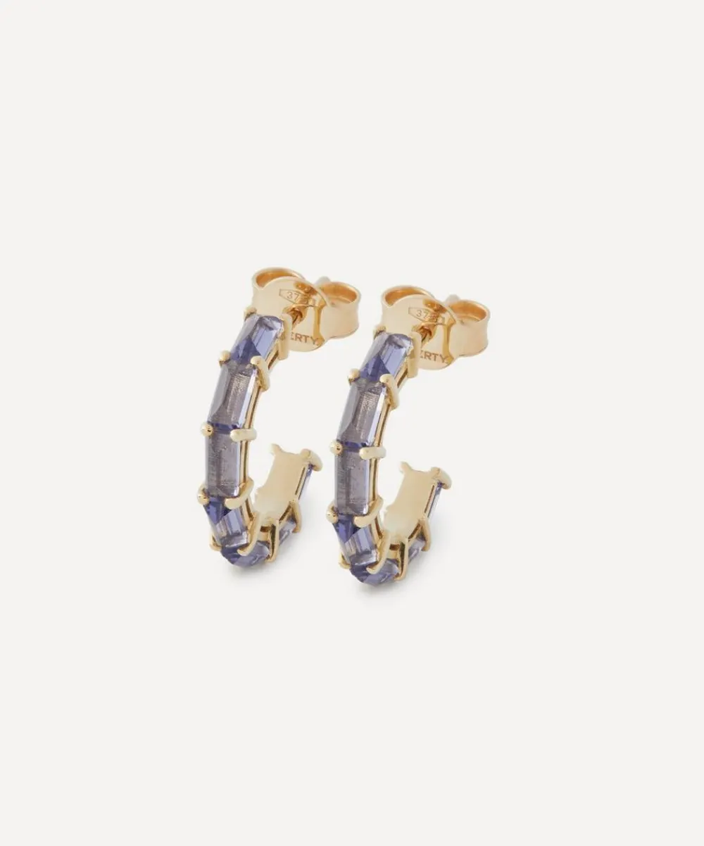 Liberty Earrings|Earrings^9ct Gold Waterfall Blue Iolite Hoop Earrings