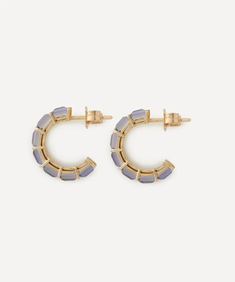 Liberty Earrings|Earrings^9ct Gold Waterfall Blue Iolite Hoop Earrings