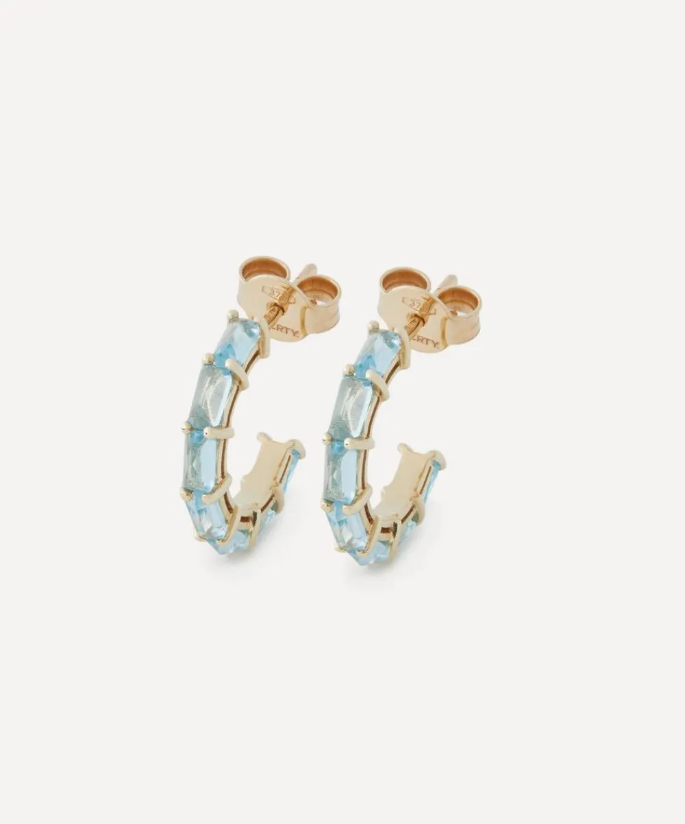 Liberty Earrings|Earrings^9ct Gold Waterfall Blue Swiss Topaz Hoop Earrings