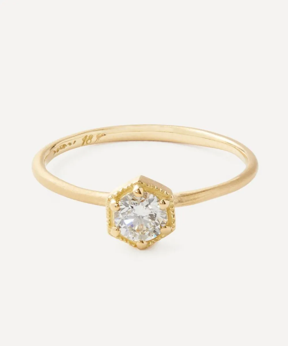 Satomi Kawakita Rings|Rings^18ct Gold White Diamond Hexagon Ring
