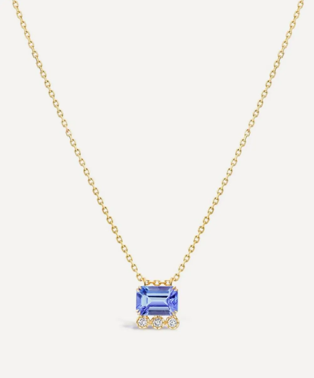 Dinny Hall Charms & Pendants|Charms & Pendants^14ct Gold Wildflower Betony Tanzanite and Diamond Pendant Necklace