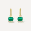 Dinny Hall Earrings|Earrings^14ct Gold Wildflower Betony Emerald and Diamond Drop Hoop Earrings
