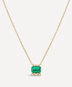 Dinny Hall Charms & Pendants|Charms & Pendants^14ct Gold Wildflower Betony Emerald and Diamond Pendant Necklace
