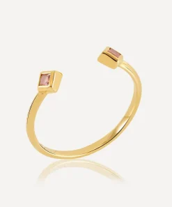 Rachel Jackson Rings^22ct Gold-Plated Adjustable Tourmaline Deco Ring