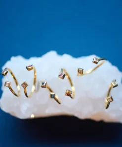 Rachel Jackson Rings^22ct Gold-Plated Adjustable Blue Topaz Deco Ring
