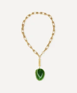 By Alona Necklaces^18ct Gold-Plated Alexandria Green Agate Lariat Necklace